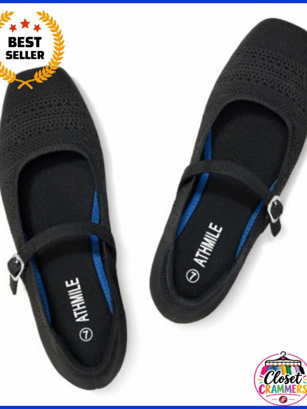 Mary Jane Flats Square Toe Knit Ballet Flats Business Casual